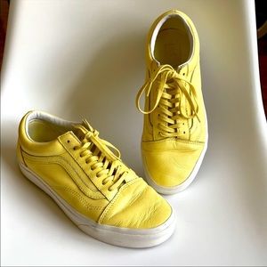 Yellow all leather old school women’s vans tennis shoes
